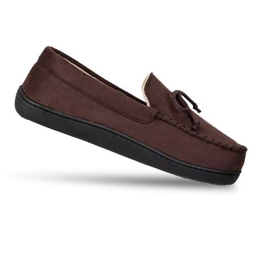 Image of isotoner Men's Slip-on Indoor /Outdoor Microsuede Memory Foam Comfort Moccasin Slippers