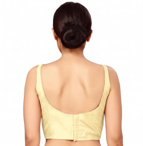 Image of Studio Shringaar Women's Polyester Sleeveless Satin Padded Saree Blouse