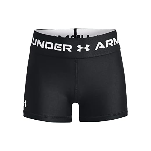 Under Armour Girls' Standard HeatGear Shorty, (001) Black / / White, Youth Medium