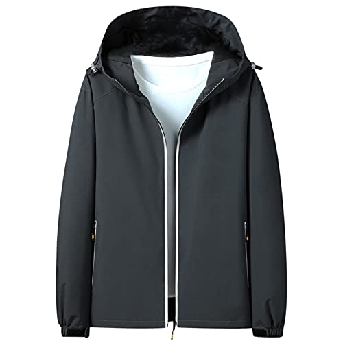 Chaquetas impermeables para hombre, chaqueta impermeable ligera para hombre, cortavientos con capucha y cremallera completa, impermeable transpirable con bolsillos, chaqueta bomber de invierno con
