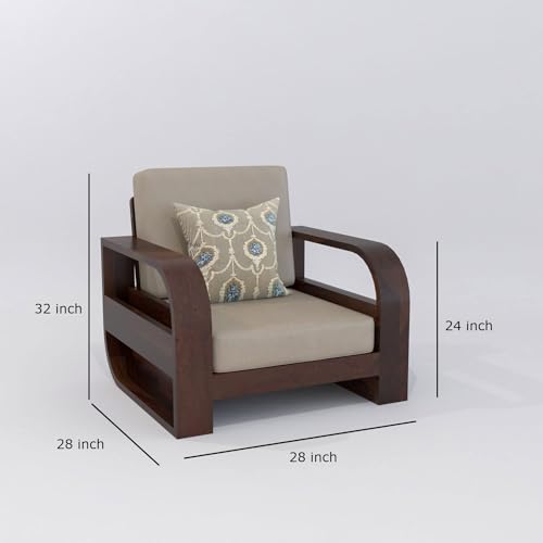 Image of Wooden 4 Seater Sofa Set for Living Room,3- to 4- Person Sofa Sets for Home, 3+1 Seater Sofa Sets for Home, Sheesham Wood (3+1 Seater,Walnut)