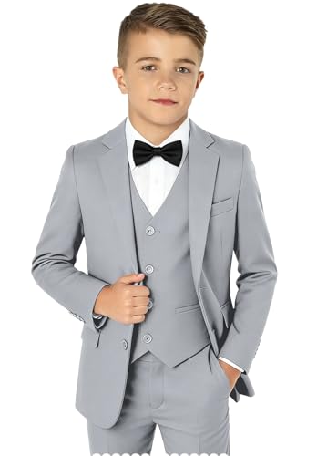 Image of Boy Suits 5 Pieces Formal Suit Set with Adjustable Waist Kids Dress Suit for Wedding Prom