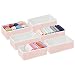 mDesign Juego de 6 cestas organizadoras – Prácticos separadores de cajones para Ropa Interior, Accesorios y Joyas – Cestas Plegables de Fibra sintética Transpirable – Rosa/Blanco