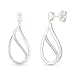 DGOLD Sterling Silver Round Diamond Pear Shaped Fashion Earring (1/10 CTTW)