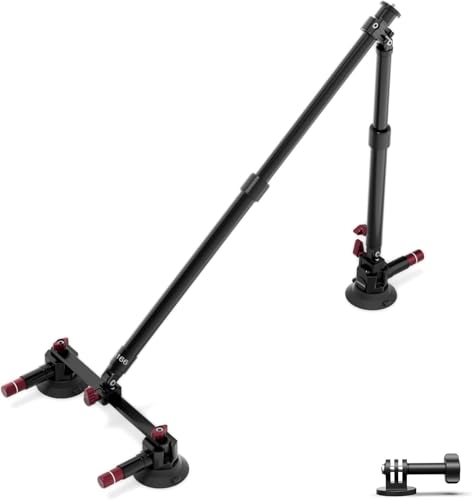 NEEWER Kit di Supporto Fotocamera per Auto a Tripla Ventosa, Due Pali di Prolunga in Lega Alluminio da 60cm, Guida NATO, Adattatore Action Camera Compatibile con GoPro DJI Insta 360, Max 1kg, CA166