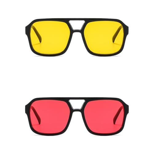 Image of Retro 70s Square Aviator Sunglasses Women Men Vintage Rectangle Sunglasses Flat Frame Trendy Shades