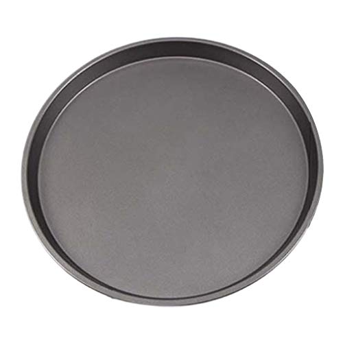 kdjsic 9/10/11/12-Inch Non-Stick Carbon Steel Pizza Oven Tray, Round, Gray, Minimalist Pizza Pan