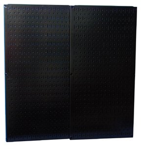 Wall Control 30-P-3232B Black Metal Pegboard Pack - (2) 32" Tall x 16" Wide Black Metal Pegboards