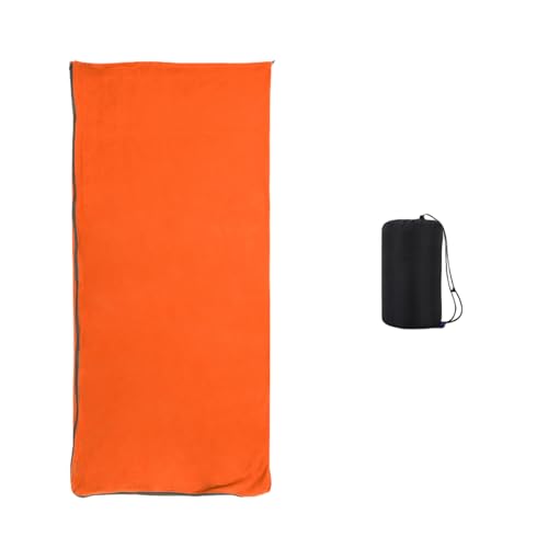 Zbiianxer Orange Fleece Hüttenschlafsack mit Packsack