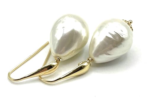 Boucles d'oreilles en vermeil et perles baroques blanches simulées bijoux classiques