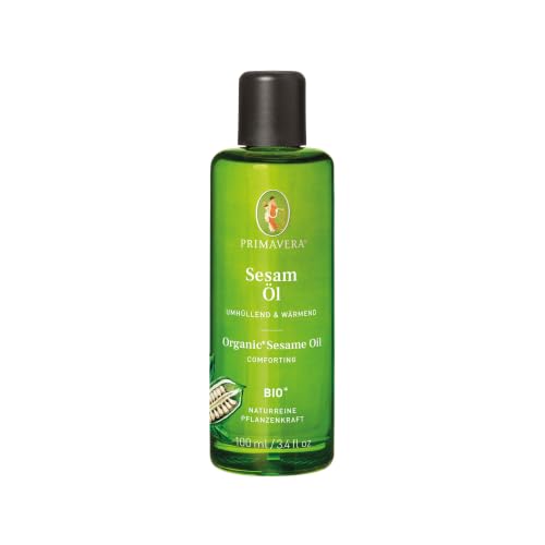 PRIMAVERA Pflegeöl Sesamöl bio* 100 ml – naturreine Pflanzenkraft – Glasflasche – Aromaöl, Körperöl, Naturkosmetik – wärmend, stärkend, umhüllend – vegan