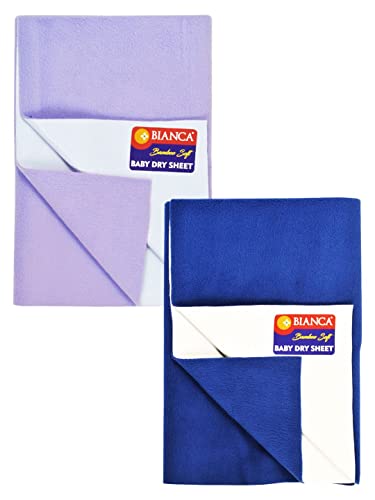 Image of BIANCA Soft Bamboo Baby Dry Sheet, Waterproof Breathable Anti Bacterial Mattress Protector -2pc Medium (smartdry) - Baby Dry Sheet & Mattress Protector. Smart Dry-Royal Blue /Violet
