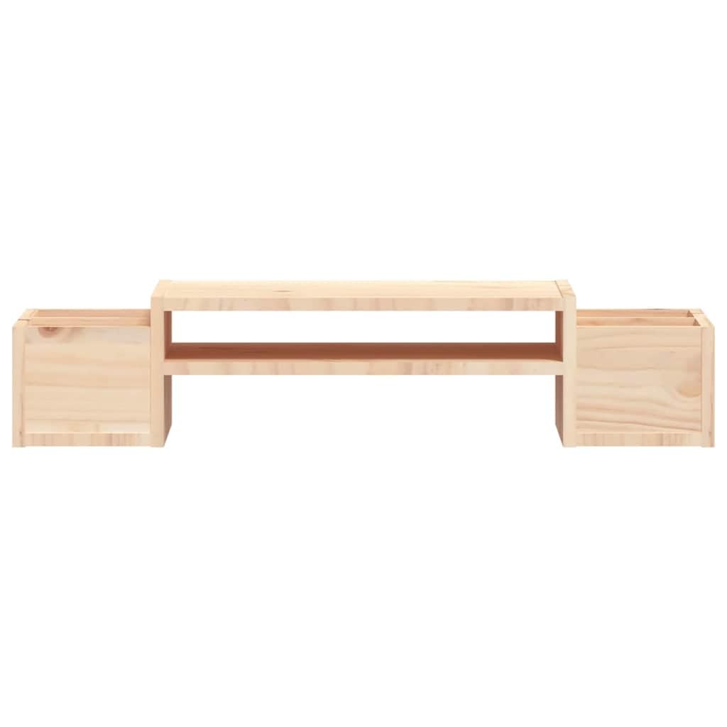 Supporto per monitor in legno di pino massiccio, supporto ergonomico da scrivania con 4 ripiani, 70 x 27,5 x 15 cm
