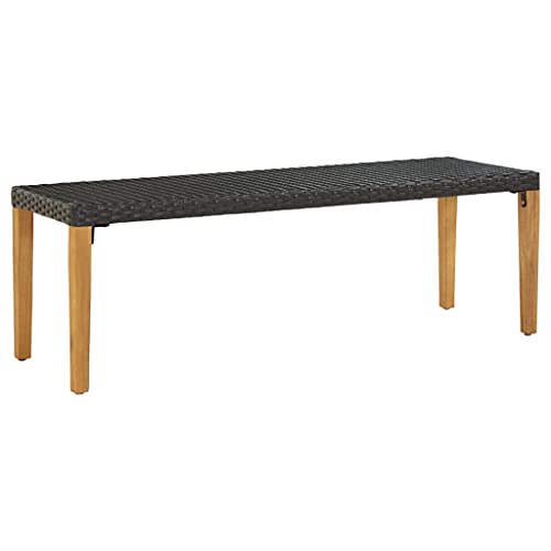 vidaXL Banco Jardín Ratán Sintético Terraza Mobiliario Decoración Duradero Robusto Resistente Práctico Funcional Elegante Moderno Útil Negro 80cm