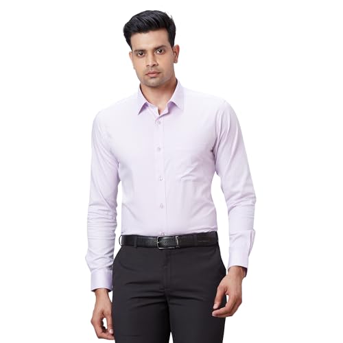 Image of Raymond Men's Pure Cotton Structure Pattern Slim Fit Semi Cutaway Collar Full Sleeve Formal Shirt