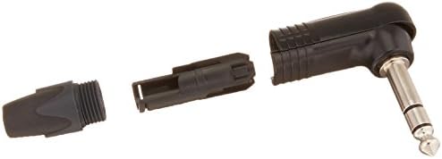 Disassembled Neutrik NP3RX-BAG components: shell, strain relief, and plug body