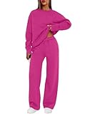 XIEERDUO 2 Piece Sets for Women Two Piece Lounge Set Matching Sets Women Clothing Early Fall Fashion Oversized Track Suits Luxury Outfits School Outfits Valentine Hot Pink M