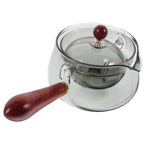 Tetera de Vidrio con Infusor y Mango de Madera para Hierbas y Medicinal de Limpiar para Oficina y Hogar