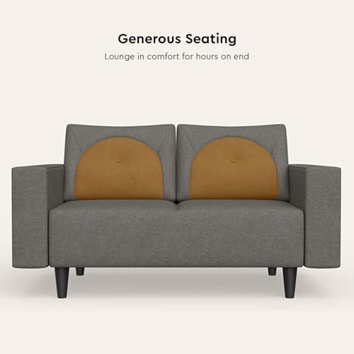 Image of Interio by Godrej Sofa Windle 6-Seater Fabric Sofa Set (3+2+1) for Living Room, 3-Years Warranty, Solid Wood, Camel and Taupe