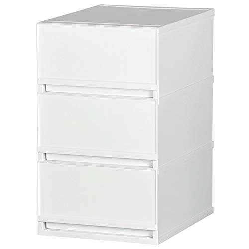 リブウェル(Livewell) 日本製 収納チェスト 引き出し 34cm幅 3段 PLUST プラストベーシック FR3403 (ホワイト)