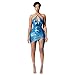 Women Shiny Metallic Halter Mini Corset Dress Sexy Drawstring Bandage Sleeveless Ruched Dresses Bodycon for Party Club