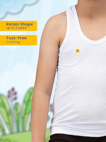 Image of Amul Comfy Boy's Vest | 100% Cotton Single Jersey Fabric | U Neck Sleeveless Innerwear | Soft Hand Feel Comfort Fit | Seamless Body | Superior Daily Comfort | Color May Vary (Pack of 4)