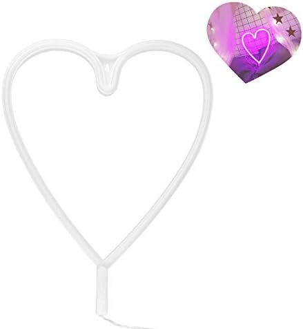 LUCKIEY Neon Lights,LED Love Neon Art Decorative Lights Wall Decor for Girls Bedroom House Bar,Night Light for Christmas,Birthday,Valentine's Gift,Wedding Party Decor (Pink Heart)