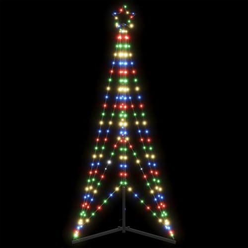 ACAGALA Catena luminosa a LED per albero di Natale, per esterni, con stella, a forma di cono – 363 LED, a piramidi, 8 modalità di illuminazione, multicolore, altezza 180 cm