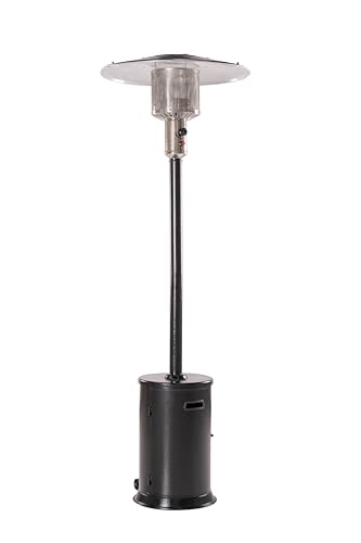 47000 BTU Outdoor Patio Heater With Round Table Design, Double-Layer 304 Stainless Steel Burner and Wheels,Propane Gas Standing Heater,20-Foot Radius, Black Hammered Finish