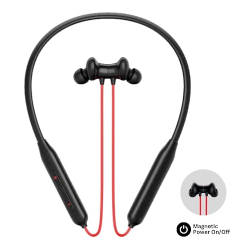 Image of Onee Plus Compatible Bluetooth Wireless Neckband Earphones | 40 Hours Playtime, Deep Bass Sound, ENC Noise Reduction Mic, Dual Device Pairing, Fast Charging Headset