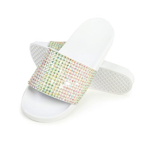 Image of Fur Story Womens Slides House Slippers Rhinestone Glitter Slides Cute bling Flat for Women Platform Sandals Cozy Bedroom Slippers Shower Shoes