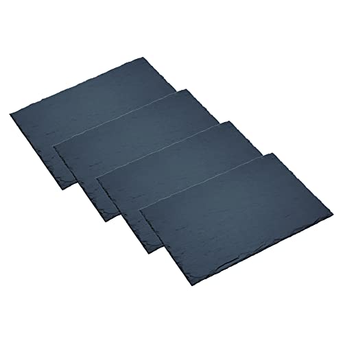 Artesa, Set De 4 Sets De Table / Assiettes En Ardoise, 30 X 20 cm, Ardoise Noire