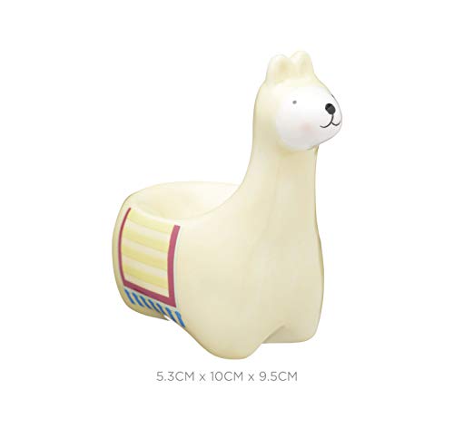 KitchenCraft Ceramic Llama-Shaped Novelty Egg Cup, 1 x 5.5 x 9.5 cm (4" x 2" x 3.5") - Beige