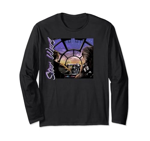 T-shirt Star Wars Millennium Falcon manches longues vêtements geek espace coton noir