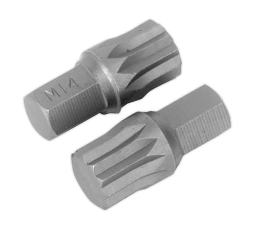 Sealey AK5532 M14 x 30 mm Spline Bit Pack of 2, Silver