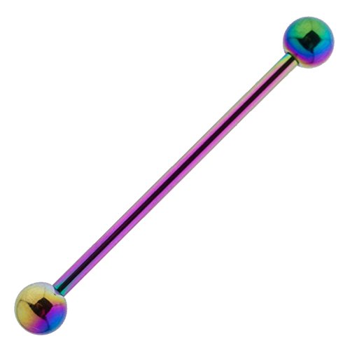 Industrial Barbell Multicolor Anodized 14g 1 1/2" Length Anodized Over Surgical Steel