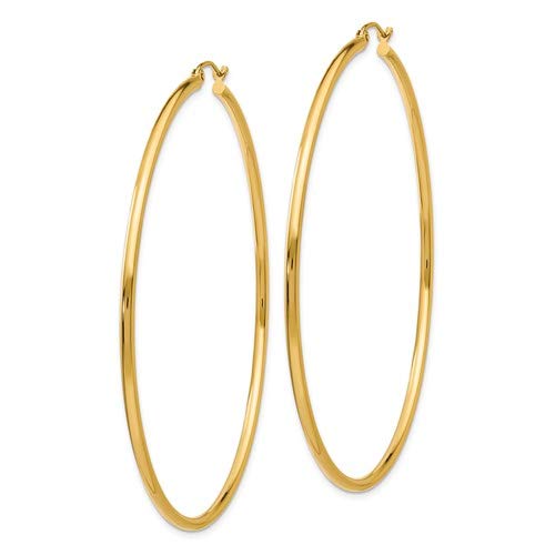 Image of 14K Gold Classic Real Hoop Earrings, (2mm Tube)
