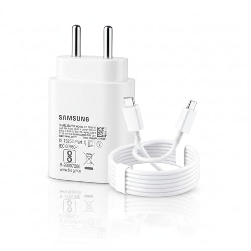 Image of Original Samsung 25W Type-C PD Superfast Charging Adapter with 1M Cable for Galaxy A55|A16|A36| A56|A06|M07|M17|M36|M35|M16|M06|M07|M17|M05|M56|F36|F06|F05|F56|F16-25watt USB C Fast Charger-White