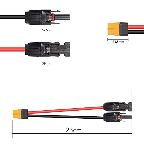 YAODHAOD XT60 Solarkabel，Solarpanel Stecker auf XT60 Adapterkabel, 12AWG 15CM XT60 Stromkabel auf Solarladestecker für tragbares Kraftwerk & Solargenerator Solarpanel(2mm², Solar to XT60 0.15M)