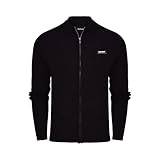 Firetrap Mens Designer Full Zip Cardigan Jumper Zip Up Thick Winter Cotton Sweater Plain Heavyweight Knitwear for Men Zip-Thru Cardigans in Black Grey Blue Black M