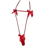 RNHGBB Sexy Bow Lingerie for Women, Adjustable Halter Babydoll Teddy Bodysuit One Piece, Red, Onesize 2-8