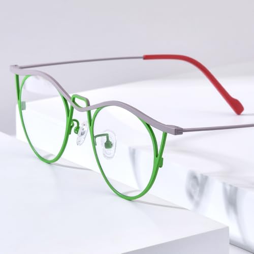 Image of FONEX Colorful Pure Titanium Glasses Frame Women Retro Round Eyeglasses F85782