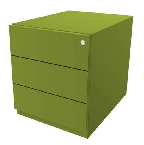 BISLEY Rollcontainer Note mit Griffleiste, 3 Universalschubladen, Metall, 604 Grün, 56.5 x 42 x 49.5 cm