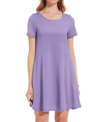 Image of JOLIGAL Summer Dresses for Women Casual Short Sleeve Sundress Scoop Neck Beach T Shirt Dress with Pockets 2026