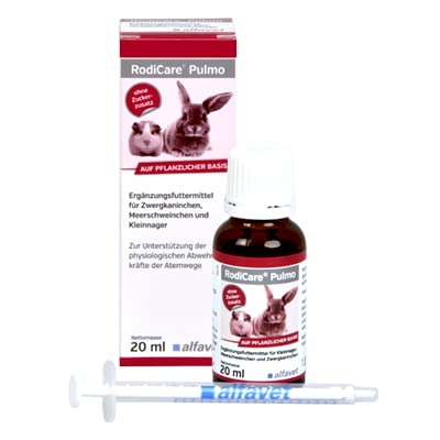 alfavet RodiCare Pulmo | 3er Pack | 3 x 20ml | Ergänzungsfuttermittel für Kleinnager | Zur Unterstützung der Atemwege von Meerschweinchen und Kleinnagern | Dosierspritze
