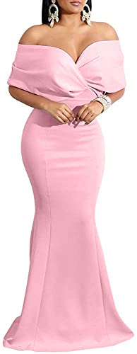 Womens Sexy Off Shoulder Formal Bodycon Fishtail Maxi Dress Evening Gown Cocktail Party Long Dress #TOP2