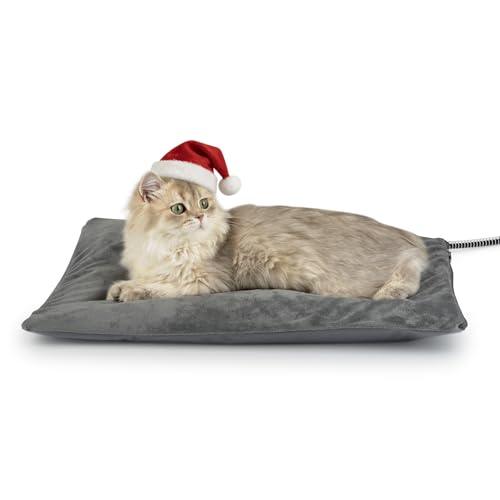 Petace Heizdecke Katze Outdoor, weiches Heizdecke Hund mit Schlauchwickel Kabel, Heizmatte für Katzen und Hunde, 50 x 40 cm, 40 Watt