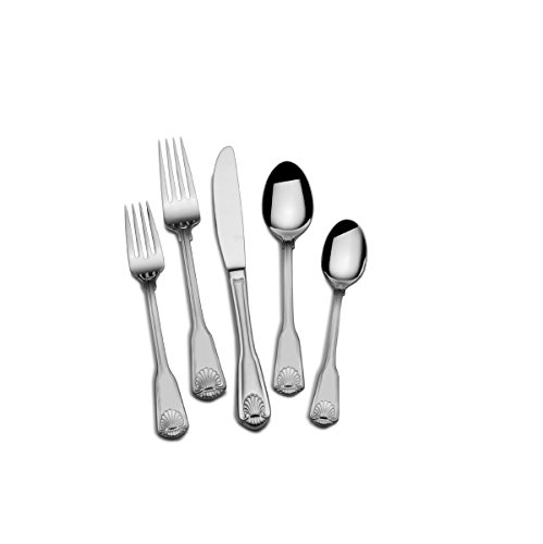 Towle 5192135 London Shell 45-Piece 18/10 Stainless Steel Flatware Set, Service for 8