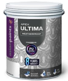 Image of Asian Paint Apex Ultima Weatherproof Exterior Emulsion Premium Exterior Emulsion - Premium Weather Protection | Dust Resistant, Anti-Algal | 4 Liter (White)