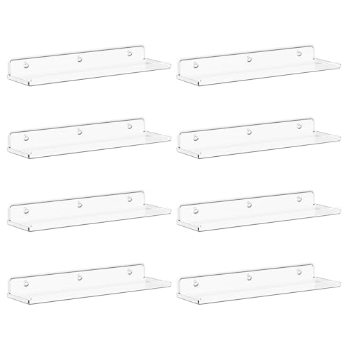 Lifewit Floating Shelves for Wall, 8 Pack Clear Acrylic Shelf 15